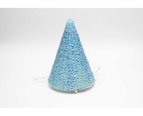 A Belgian or French cone-shaped blue stacked glass lampcirca 1970s-80s, similar in style to Pia Manu's pyramid lamps from the
