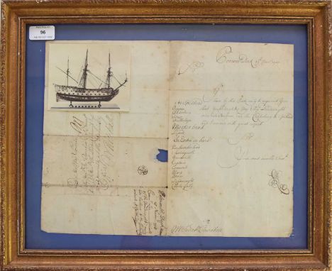 NAVAL DOCUMENT. Autograph letter to Josiah Burchett, Secretary to the Admiralty. Portsmouth Dock, 25 November 1713. "I have b