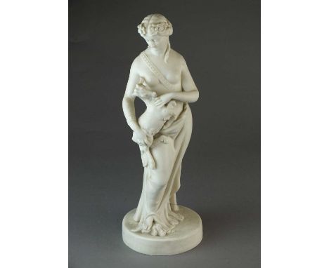A Victorian Parian figure by Turner and Co for the Norwich Art Unionmodelled as a female semi-nude maiden holding a kid goat,