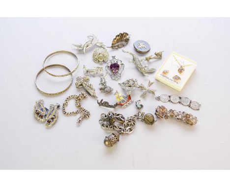 A large collection of costume jewellery, to include; an opal doublet earring and pendant suite, a pair of 9ct gold cultured p