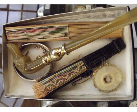 Shoe horn, silver bangle and others 