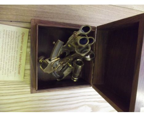 Quarter size Vernier sextant in teak case 