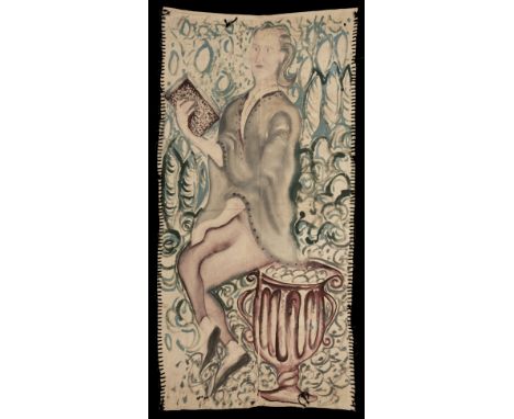 * Theatre. A painted theatre backdrop, French, early 20th century, hand-painted on a thick cream cotton twill panel (2 widths