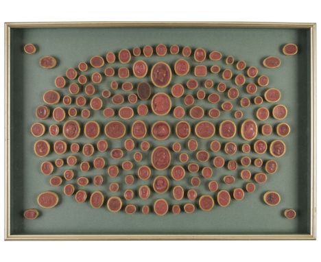 * Grand Tour Plaster Intaglios. A collection of approximately 150 mounted miniature red plaster intaglios of classical and ne