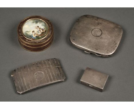 * Silver Card Case. A George V silver card case by John Rose, Birmingham 1923, of curved form engraved with lines and vacant 