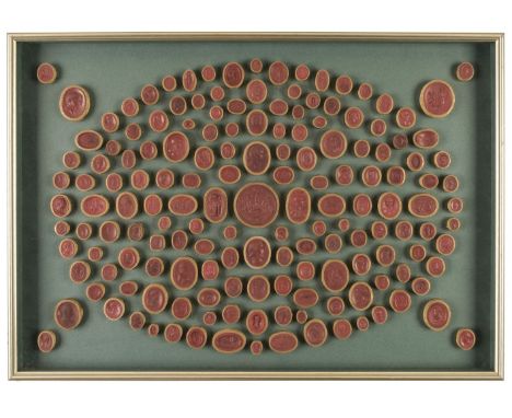 * Grand Tour Plaster Intaglios. A collection of approximately 150 mounted miniature red plaster intaglios of classical and ne
