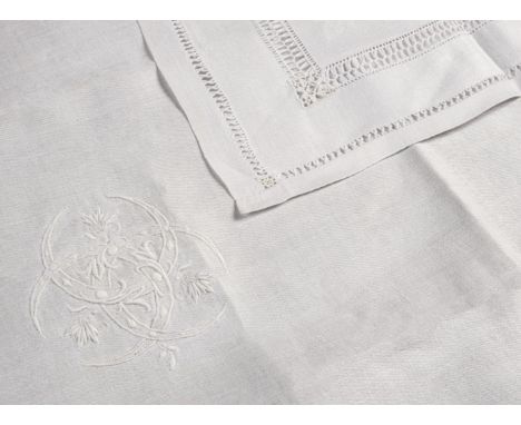 * Napkins. A set of fine Georgian napkins, 18th century, 6 large matching silk damask napkins, each finely hand-stitched with