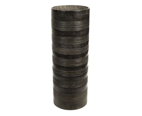 * South Sea Islands. A large hardwood cylindrical stick stand probably 19th century, reeded decoration and hollowed with no b