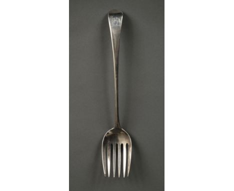 * Serving Fork. A George III Old English Pattern silver serving fork by Hester Bateman, London 1788, the bowl with 6 tines an