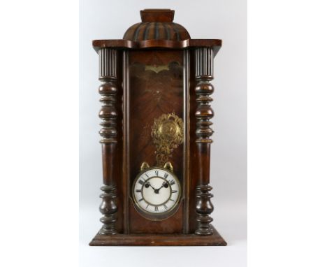Early 20th Century walnut cased Vienna Regulator with enamel dial with twin train movement  104 cm 