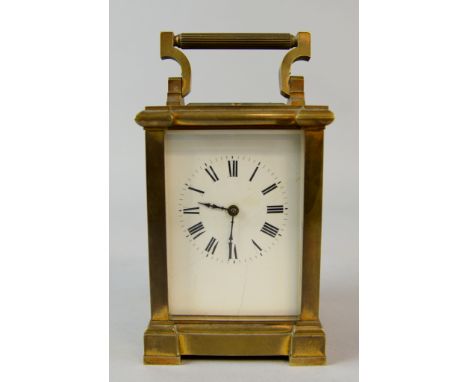 Early 20th Cenutry brass and glass carriage clock  18 cm 