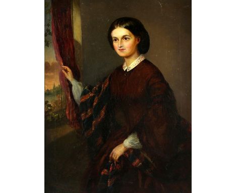 L B Brenan, portrait of a lady signed and dated 1862, oil on canvas, 54cm x 40cm .   