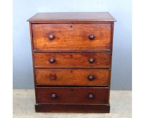 19th century mahogany secretaire chest with fitted drawer above three drawers on bracket feet 100cm x 88cm 