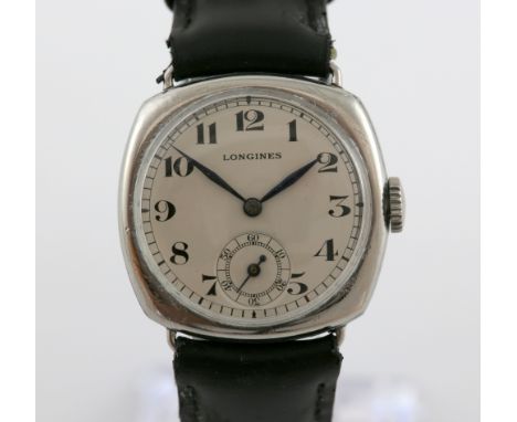 Longines  Chinese market wristwatch,    the signed  circular enamelled dial with Arabic numerals and minute track steel hands