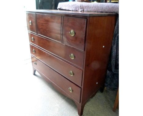 19th century mahogany secretaire chest, fitted drawer above three long drawers on bracket base, 120cm x 125cm 