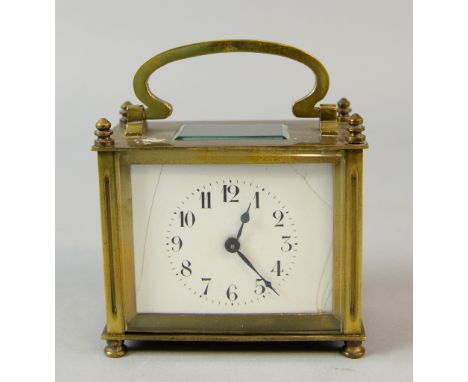 Brass and glass carriage clock  11 cm 