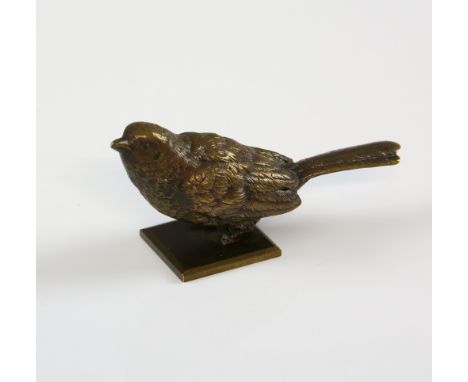 Austrian bronze figure of a bird, possibly a cuckoo stamped 'Schulz'  3.5cm high.   