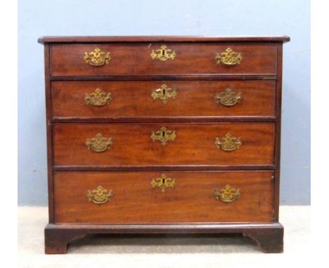 19th century mahogany chest of four drawers on bracket base 