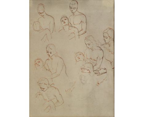 Sir George Hayter (British, 1792-1871) figural studies, pencil and ink, signed with initials and inscribed. 35cm x 26cm. Sir 