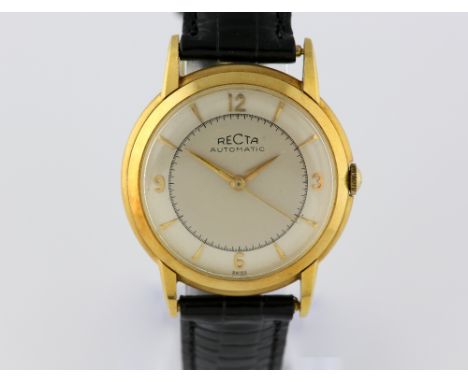 Recta gentleman's automatic wristwatch, seventeen jewels automatic movement, in yellow case, bearing Swiss marks for 18 ct, t