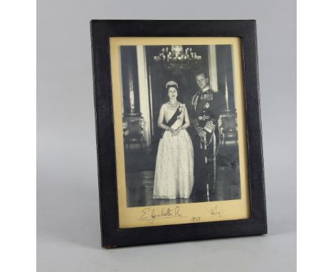Photographic signed portrait of H.M Queen Elizabeth II and Prince Phillip, ( The Queens signature has faded and been over wri