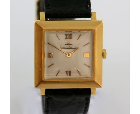  A Jaeger-Le Coultre,  gentleman's dress watch. the  signed square dial with gold raised batons and stylised Roman numerals t