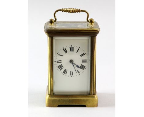 Brass and glass carriage clock with lever escapement 14 cm