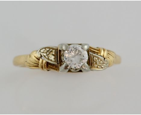 Diamond single stone ring, transitional cut diamond, estimated weight 0.23 carats, mounted in yellow metal stamped 14 ct, siz