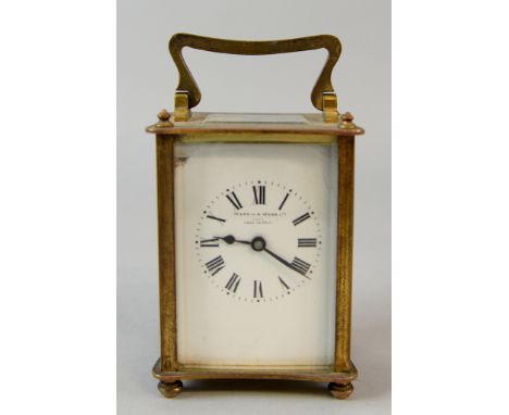 Early 20th Century brass and glass carriage clock, Mappin & Webb, London  14 cm 