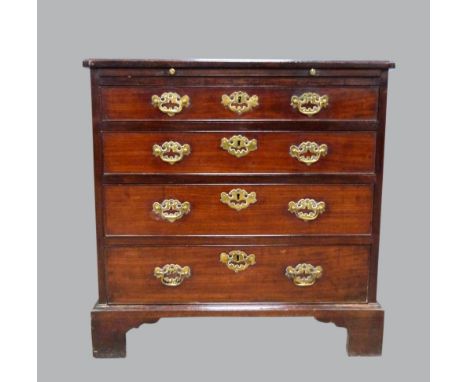 19th century mahogany chest of brushing slide and four drawers on bracket feet, 76cm x 76cm 