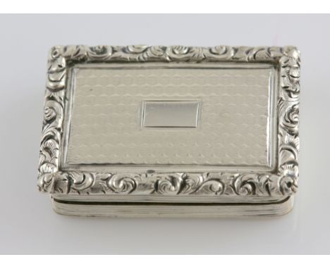 Victorian silver vinaigrette with engine turned decoration and foliate moulded border, by William Simpson, Birmingham, 1839, 
