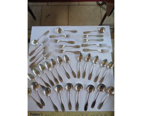 A collection of Egyptian silver flatware 900 purity approx 48 troy oz - all reasonably good, two spoons with repairs 