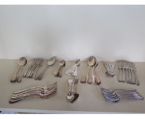 A collection of silver flatware, assorted dates and makers, most 6 setting, total 59 pieces - total weight approx 92 troy oz 