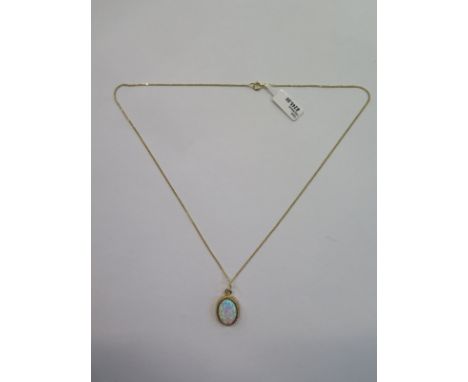 A 9ct yellow gold opal pendant necklace, marked 375, approx 3 grams - ex jewellers stock, new condition 