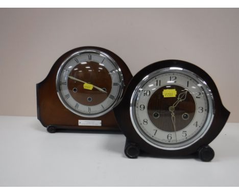 An oak Smiths mantel clock and one other (2)