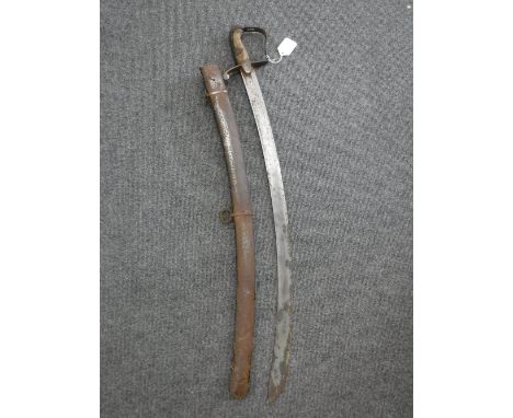 A British 1976 pattern light cavalry trooper's sword, in steel scabbard a/f