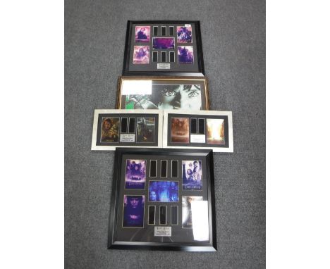 Four framed Excalibur Promotions Lord Of The Rings film cells, together with a framed print - Frodo 