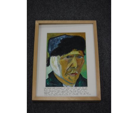 A framed, A. Galbraith, oil on canvas, signed by the artist, 'After Van Gogh, Self Portrait' 