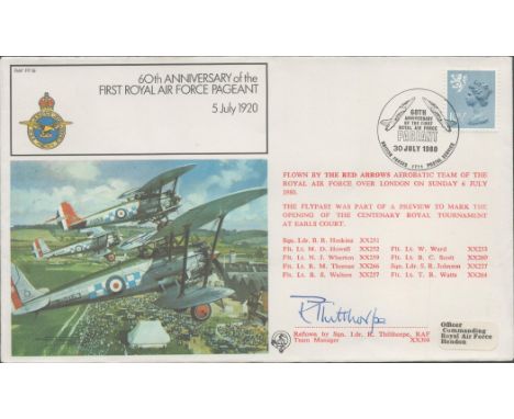 Sqn Ldr R Thilthorpe Signed 60th Anniv of 1st RAF Pageant 5 July 1920 FDC. British Stamp with 30 July 1980 Postmark. Good con