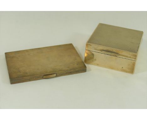 A George V rectangular silver cigarette case with engine turned decoration, Birmingham 1932, in original box, 7.06ozt, 219.5g