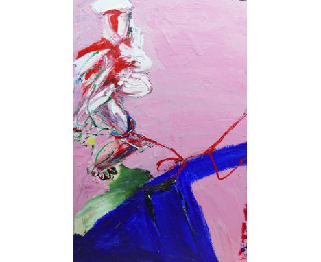 Katherine Little (d.2017)+
Two oil on canvas entitled 'Hat Stand Lady', 40cm x 50cm, and 'As two dancing sculptures humanise,