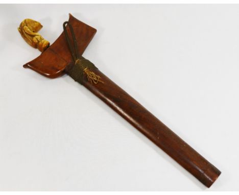 An antique Indonesian ivory handled kris, with wooden scabbard, handle at fault, 46cm long CONDITION REPORT: Condition report