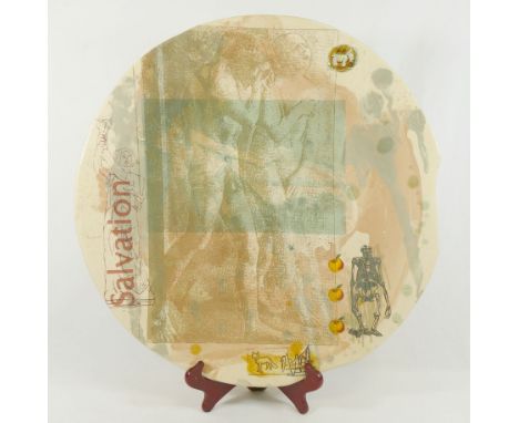 Stephen Dixon (b.1957)+  
A ceramic plate entitled 'Salvation', originally purchased from the V&amp;A (the artist was the mus