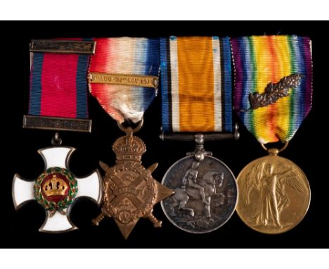 A WWI DSO group of four to 'Lieut R A B P Watts Som, LI':,  George V Distinguished Service Order, 1914 Star with clasp, War M