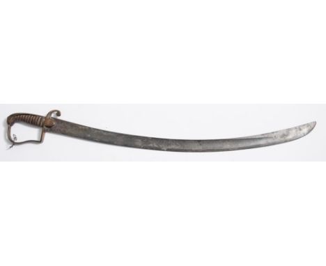 A British Light Infantry 1796 pattern Officer's sword:, the slightly curved single edge blade with remains of decoration incl
