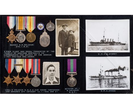 The Belcham family groups of medals:Includes Great War group of three to 308564. W. R. Belcham. Sto. I.R.N. 1914-15 Star, War