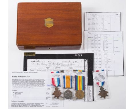 A WWI trio to 'SS 109445 A R Robertson Sti 1 RN':, together with a  1914-15 Star to 'S Lt J L Davies RN' 
