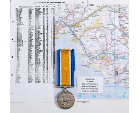 A WWI War Medal to 'Francisco Xuereb':.*Notes- A Francisco Xuereb (b1889) is listed under 'Campaign Medals Awarded to First W