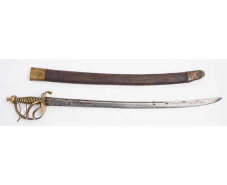 A 1745 pattern English Infantry hanger for the Bedford Militia:, the slightly curved single edge blade stamped with a fox and