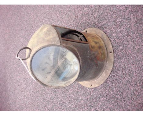 A four inch liquid filled yacht binnacle compass by Brooks & Hawkes, Birmingham:, in a cylindrical brass case with lifting lo